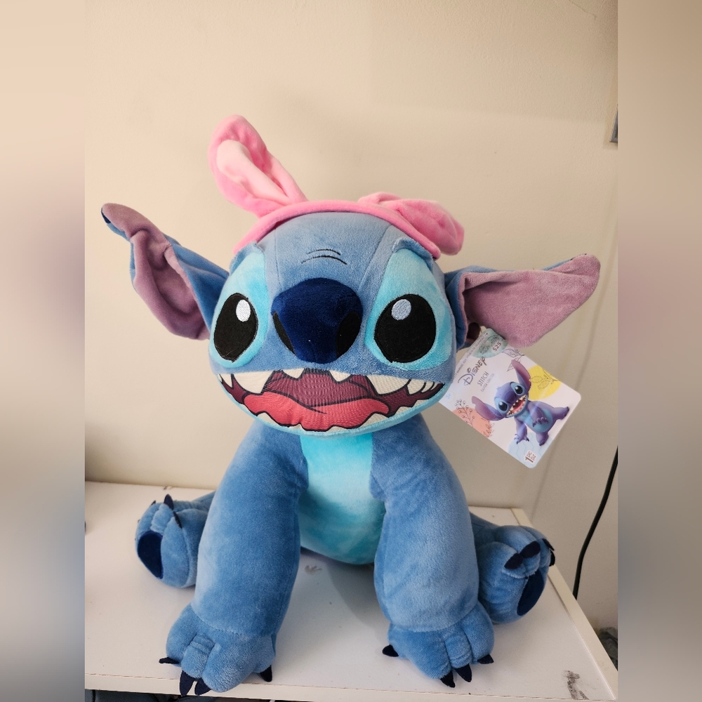 Disney Stitch Plush Easter Greeter Large Bunny Ears Toy Cute Tags Lilo Spring
